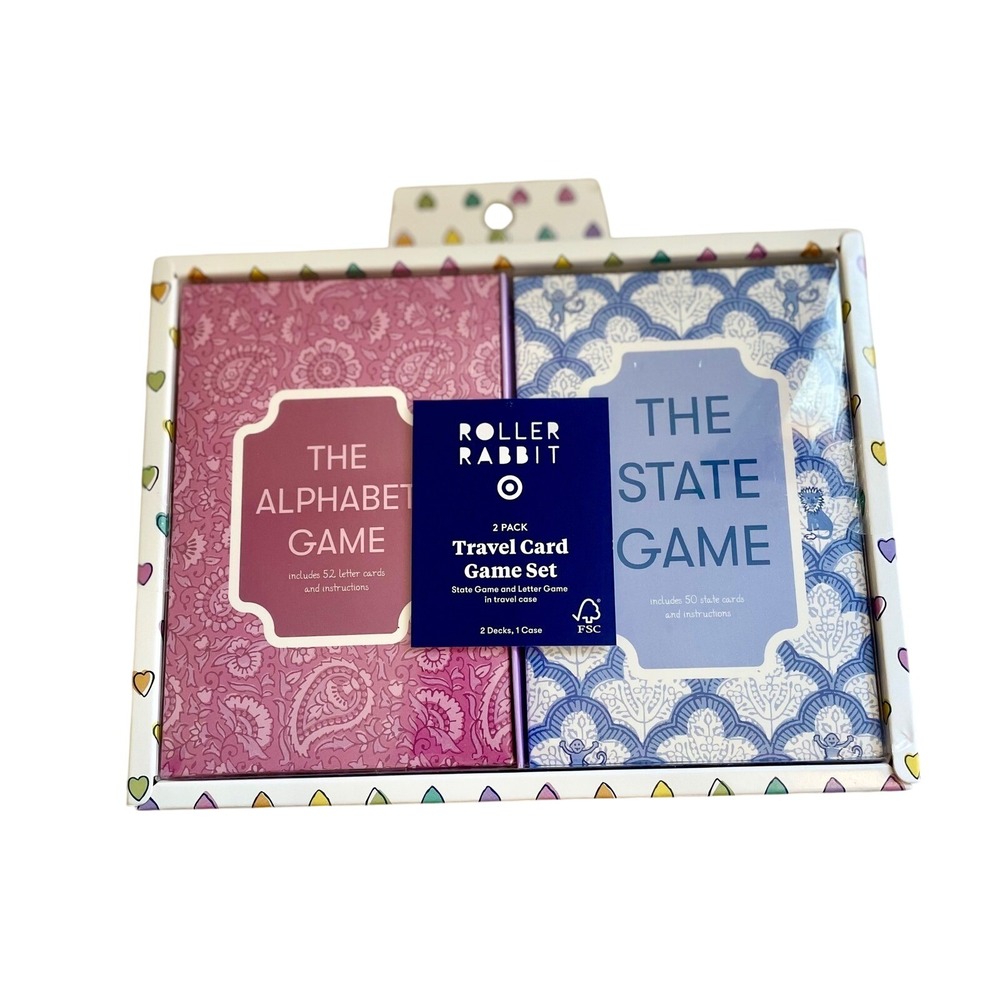 Roller Rabbit x Target‎ 2pc Travel Card Game Set Alphabet & State Games New